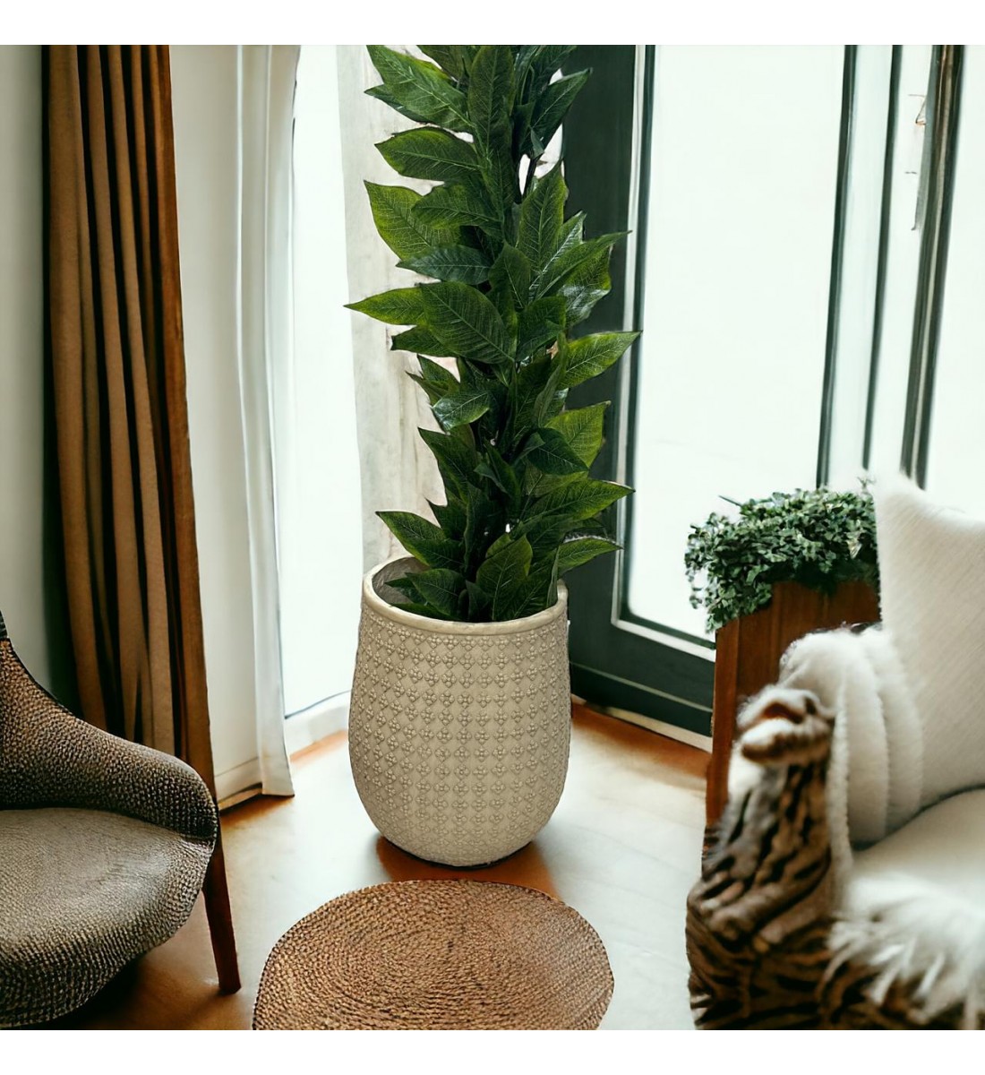      مركن فخار حجم كبير بيج 37×37×49سم 