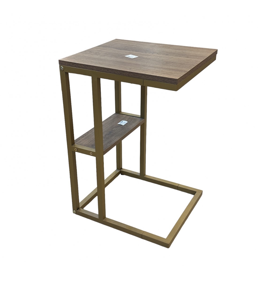 طاولة خدمة قواعد معدن سطح خشب بني 40×35×60س 