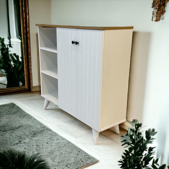 ركن كافي بلس خشبي لون ابيض بني مقاس 100×33×94سم 