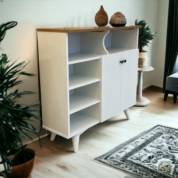 ركن كافي بلس خشبي لون ابيض بني مقاس 100×33×94سم 