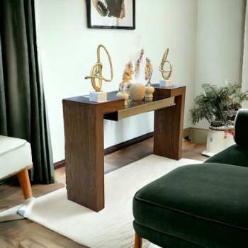 كونسول-مدخل خشبي بني وسط مراي 170×40×100سم 