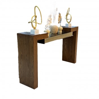 كونسول-مدخل خشبي بني وسط مراي 170×40×100سم 