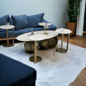 طقم طاولات 5 قطع رخام