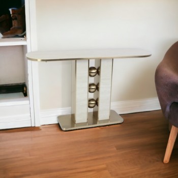 طاولة مدخل كلاسيكي ذهبي مطفي 82×140×40سم