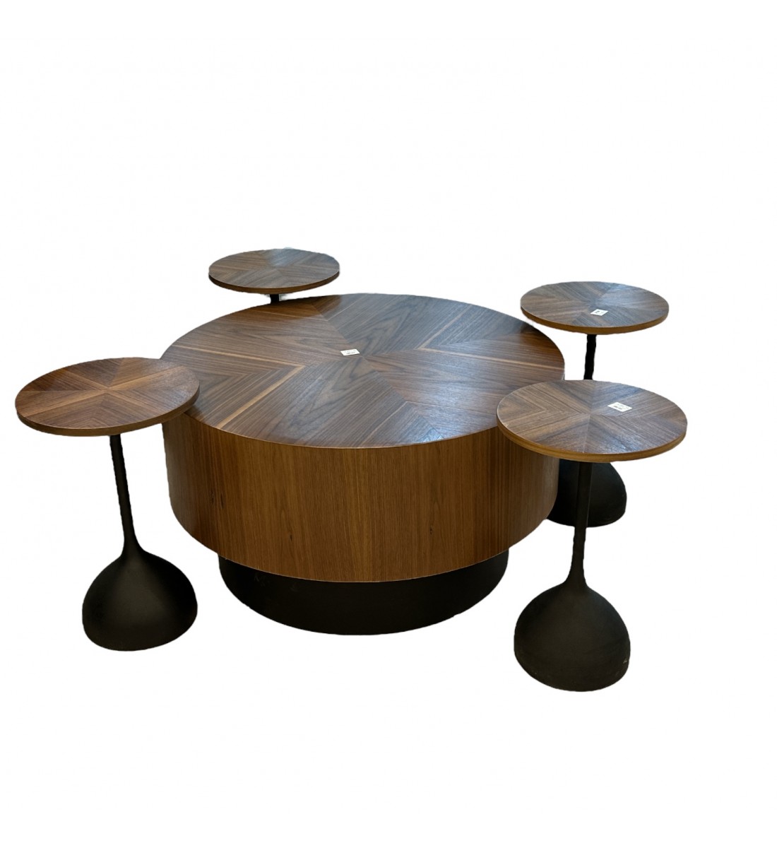 طقم طاولات قهوة مدرين قشور الجوز 5قطع طقم طاولات قهوة مدرين قشور الجوز 5قطع