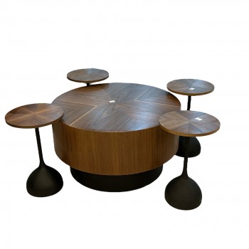 طقم طاولات قهوة مدرين قشور الجوز 5قطع 