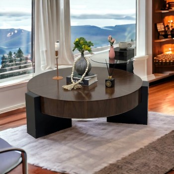 طاولة قهوة مستديرة مع طاولة جانبيه2قطع 