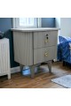 Curvy bedside table with drawer, gray color, 50 x 35 x 55 cm