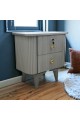 Curvy bedside table with drawer, gray color, 50 x 35 x 55 cm