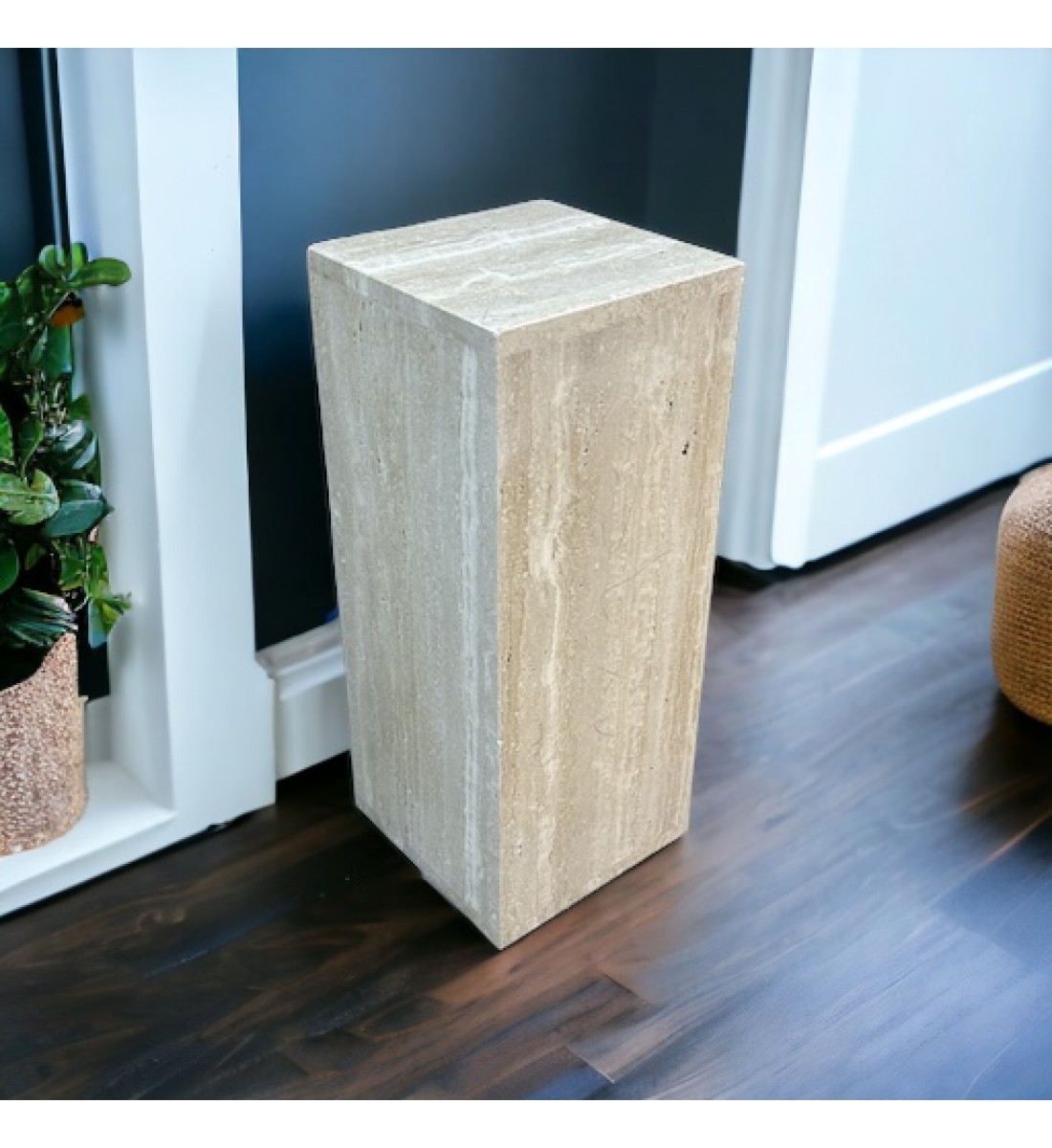 Travertine box marble service table, 80 x 25 x 25 cm