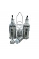 Set of oil, vinegar and saltines bottles with holder - 4 pieces