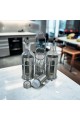 Set of oil, vinegar and saltines bottles with holder - 4 pieces