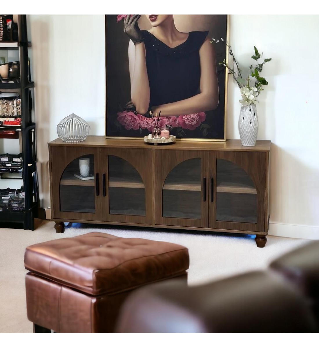 Luxurious white multi-use storage cupboard, size 200 * 100 * 41 cm