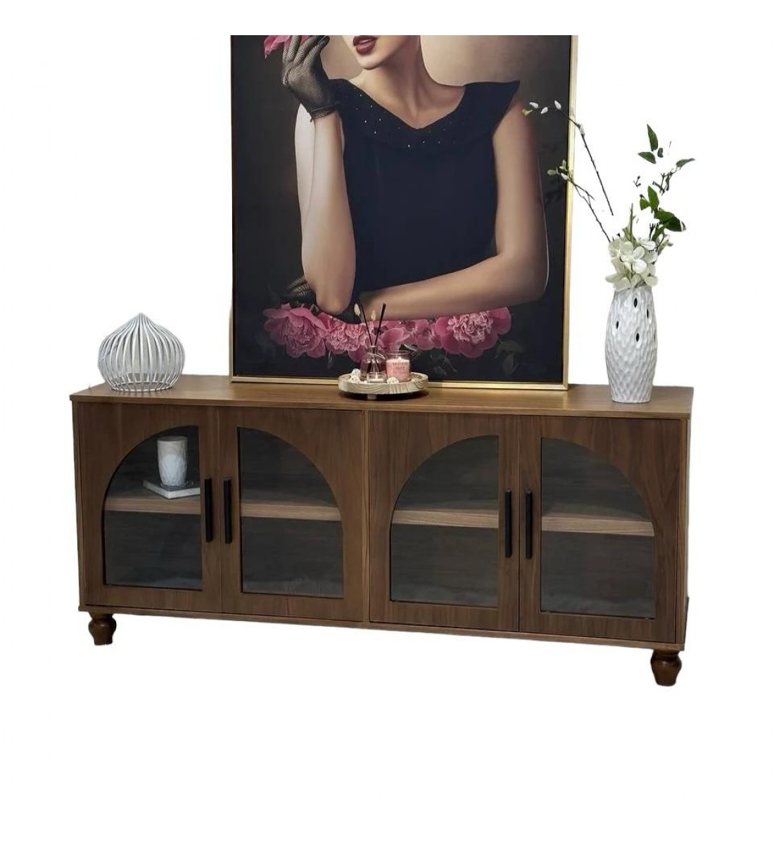 Luxurious white multi-use storage cupboard, size 200 * 100 * 41 cm