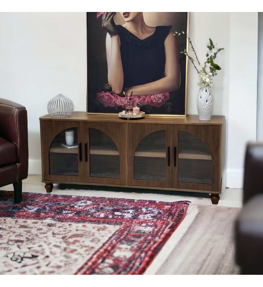 Luxurious white multi-use storage cupboard, size 200 * 100 * 41 cm
