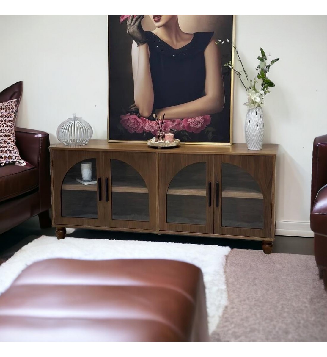 Luxurious white multi-use storage cupboard, size 200 * 100 * 41 cm