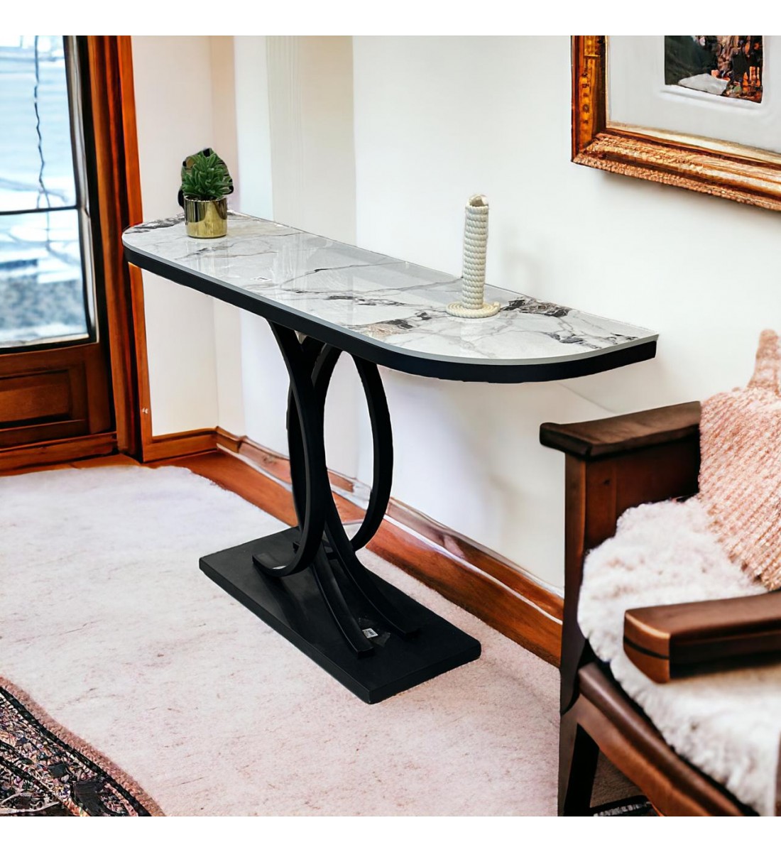 طاولة مدخل كلاسيكي اسود81×140×40سم طاولة مدخل كلاسيكي اسود81×140×40سم