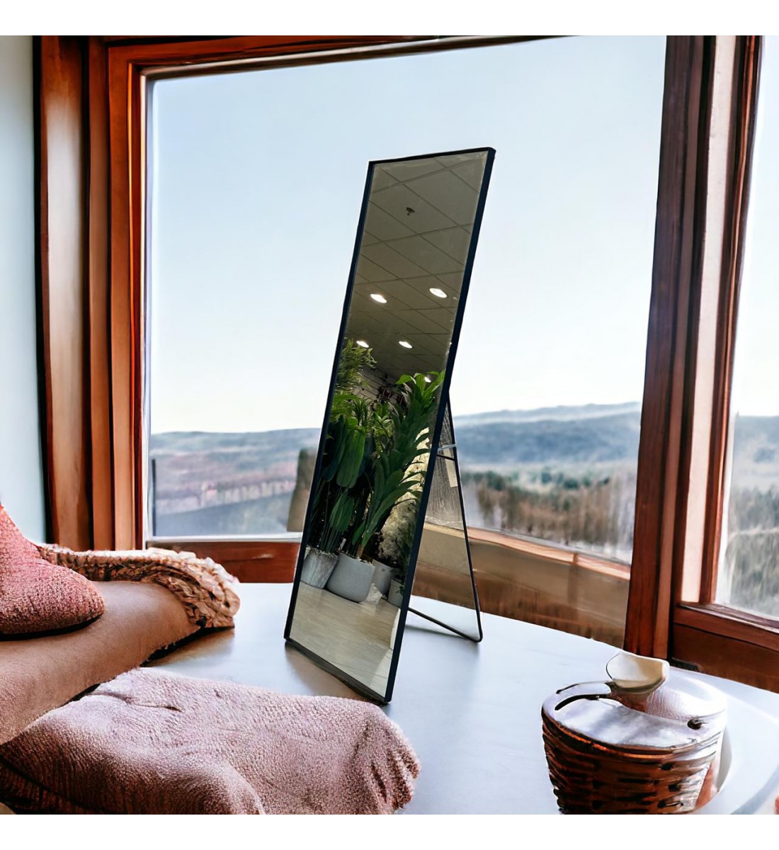 مرايا ارضيه اطار `اسود 180×60سم 