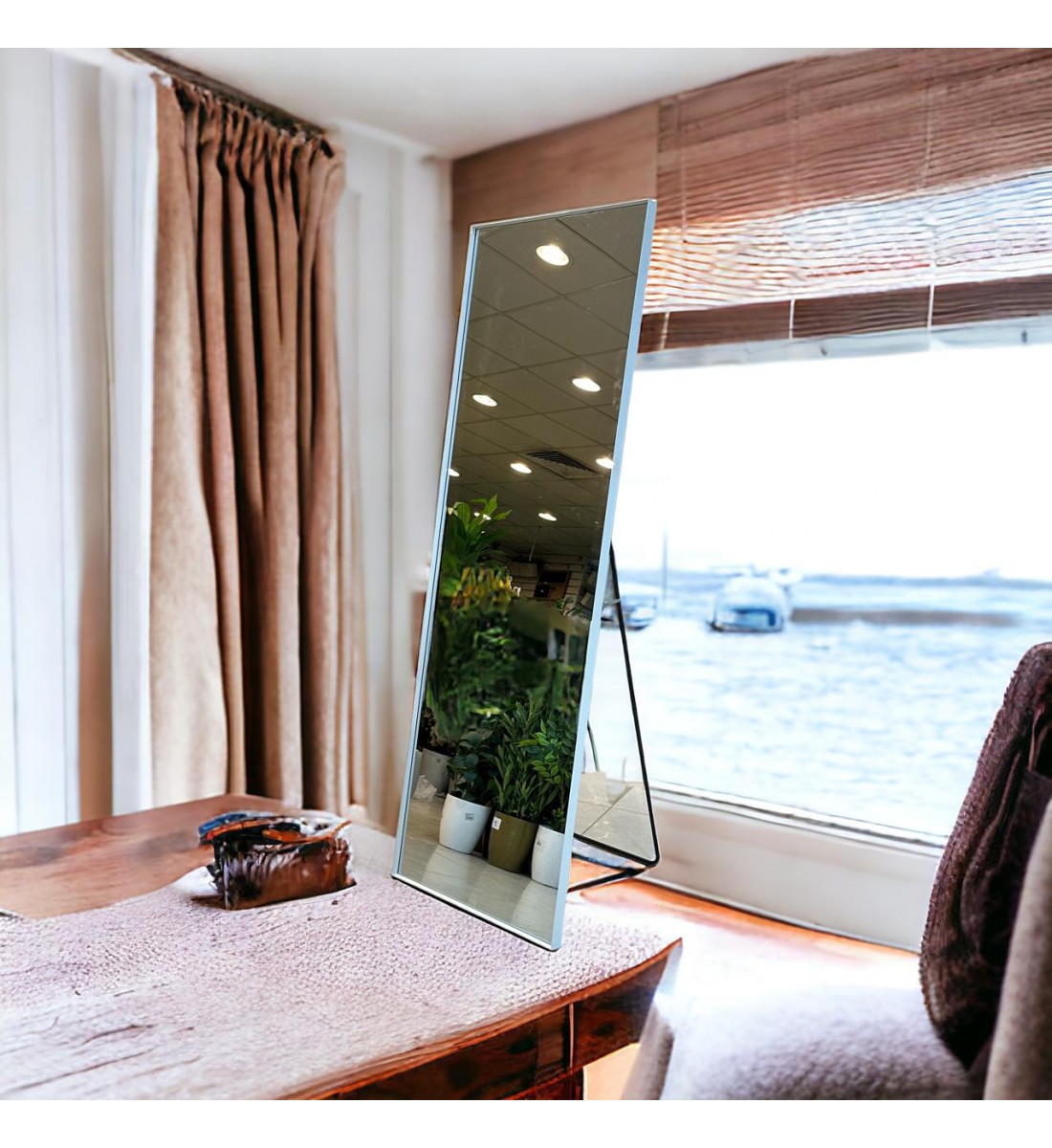 مرايا ارضيه اطار `ابيض 180×60سم مرايا ارضيه اطار `ابيض 180×60سم