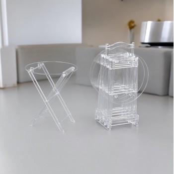 4-piece silver acrylic table set with stand