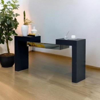 كونسول-مدخل خشبي اسود وسط مراي 140×40×75سم 