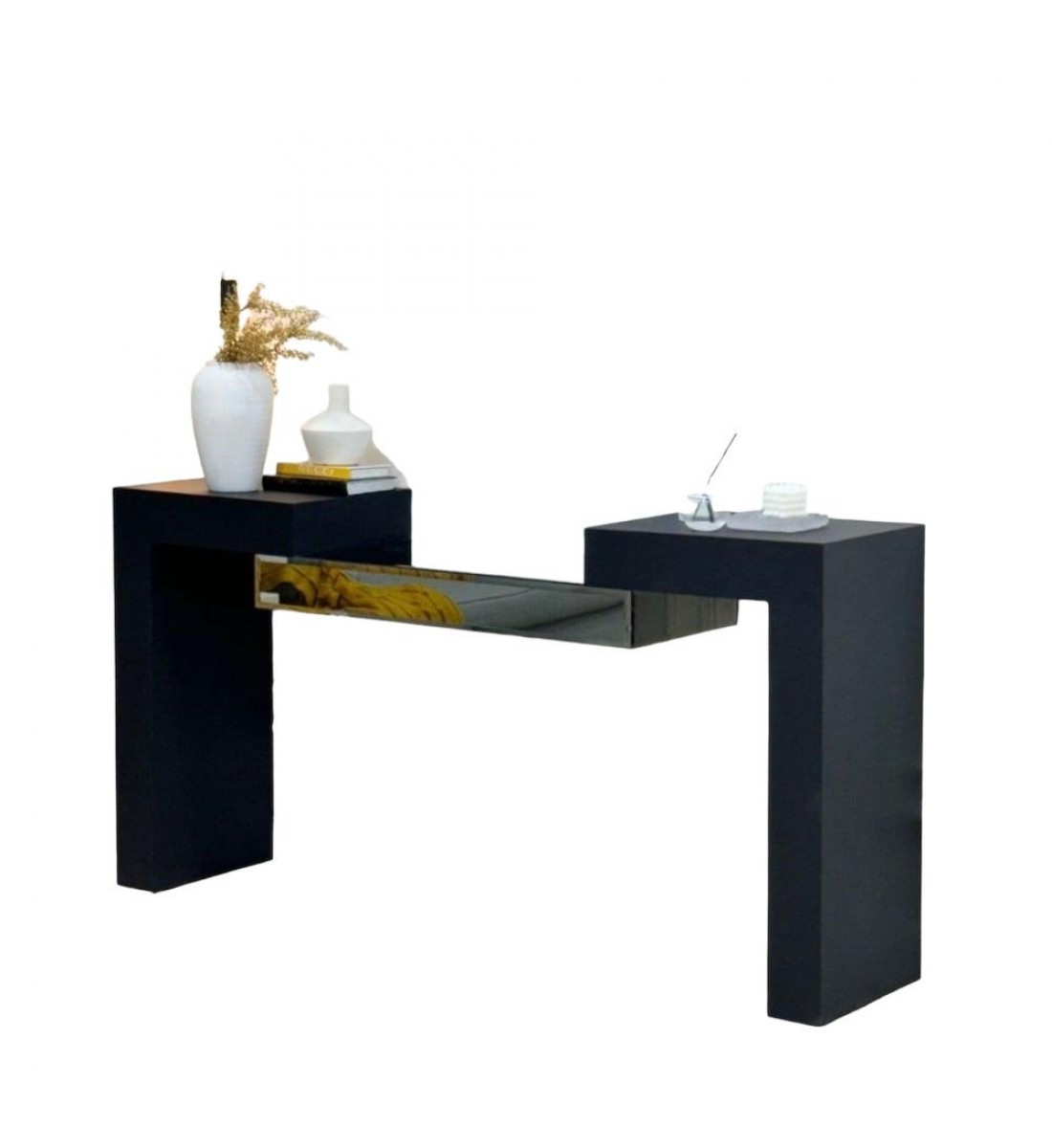 Console - large black wooden doorway, mirror, 170 x 40 x 100 cm