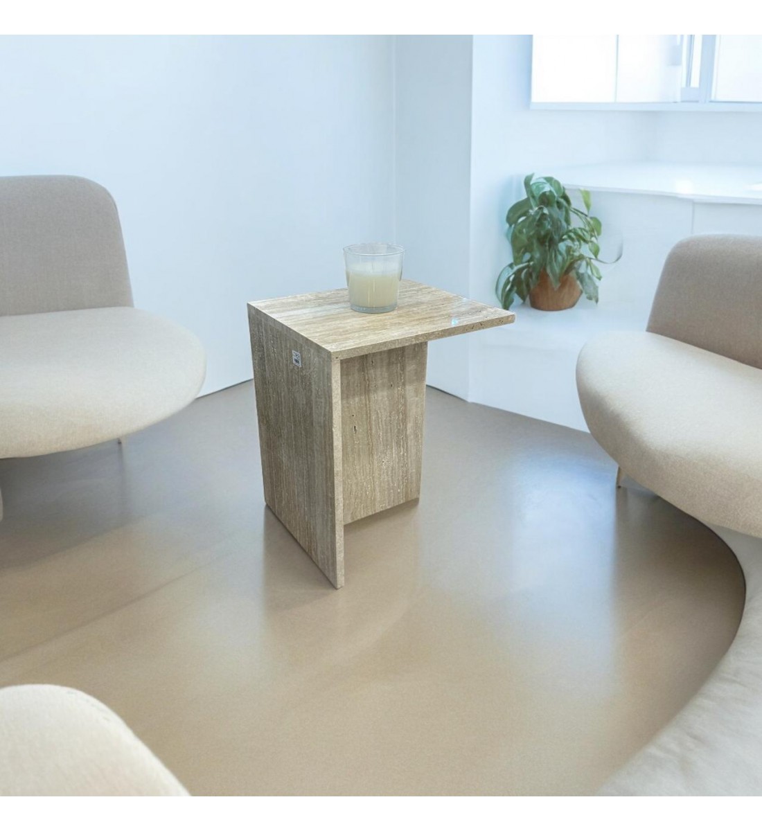 طاولة جانبية رخام ترافينتينو40×46×55سم طاولة جانبية رخام ترافينتينو40×46×55سم