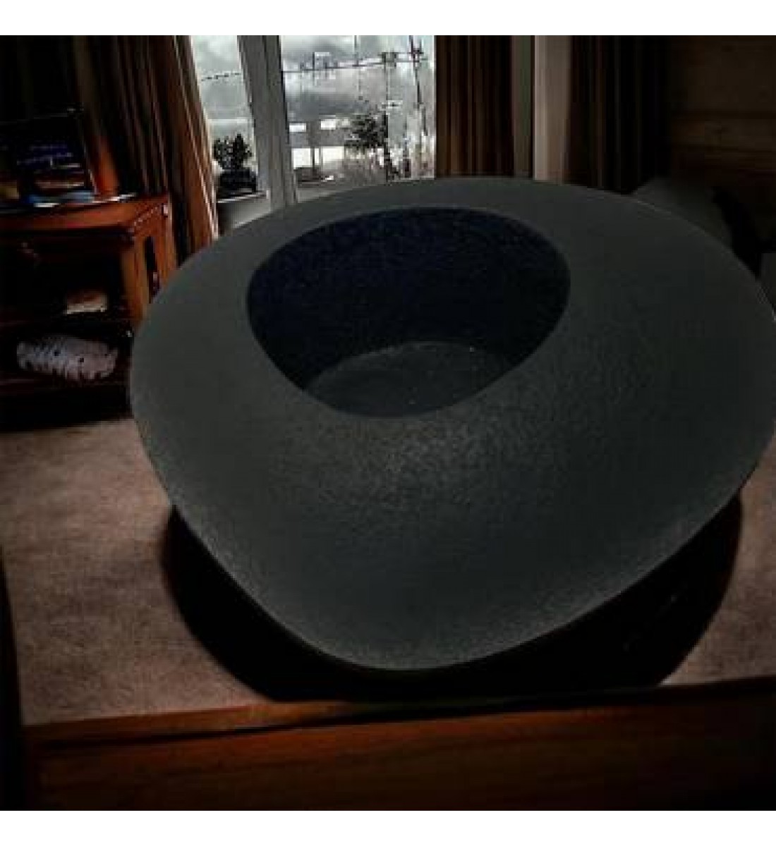 Luxurious medium black ceramic bowl, 52 x 45 x 29 cm