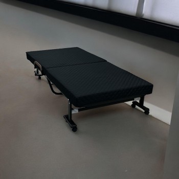 سرير مع مرتبة قابل للطي بعجلات متحركة  لون اسود