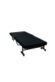 Bed with foldable mattress and movable wheels, black