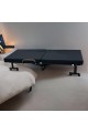 Bed with foldable mattress and movable wheels, black