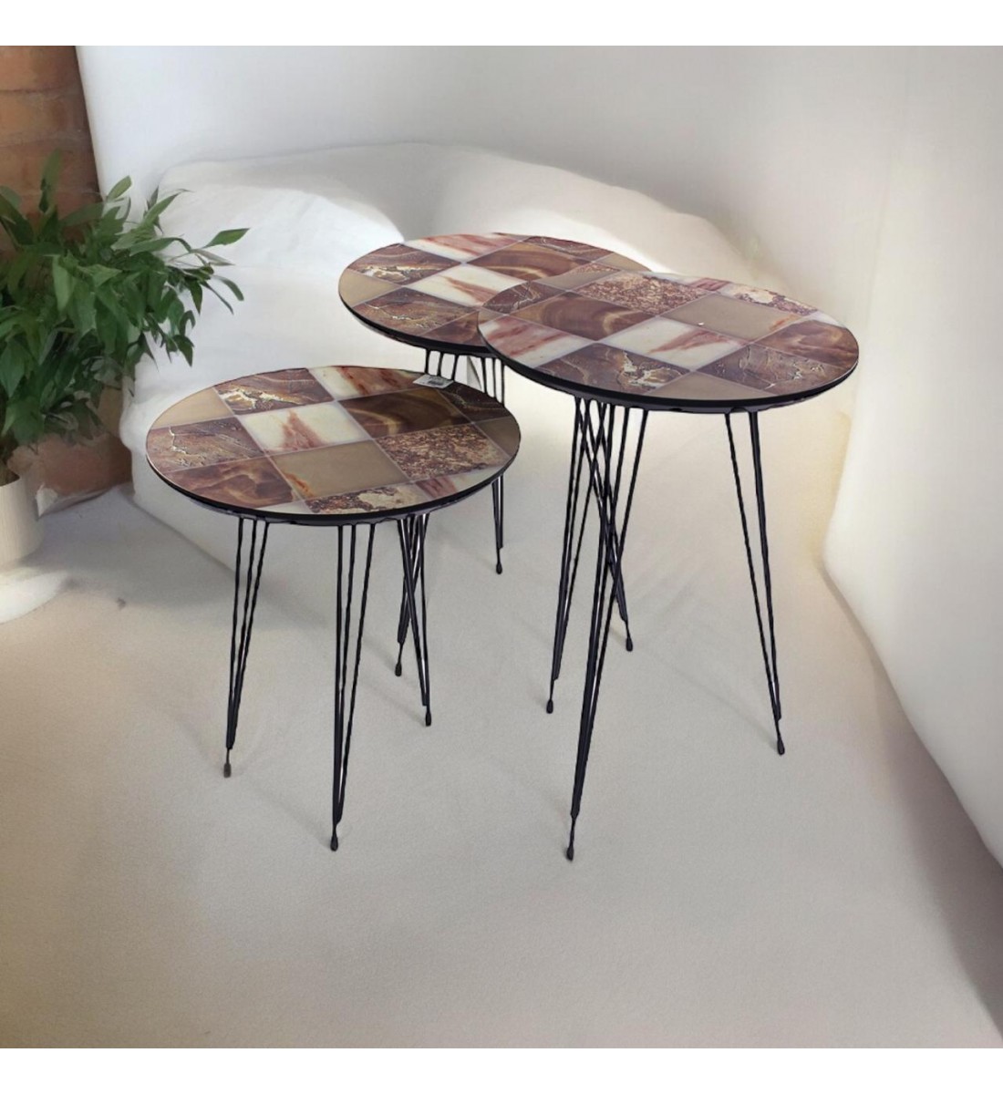 Gray 3-piece round table set