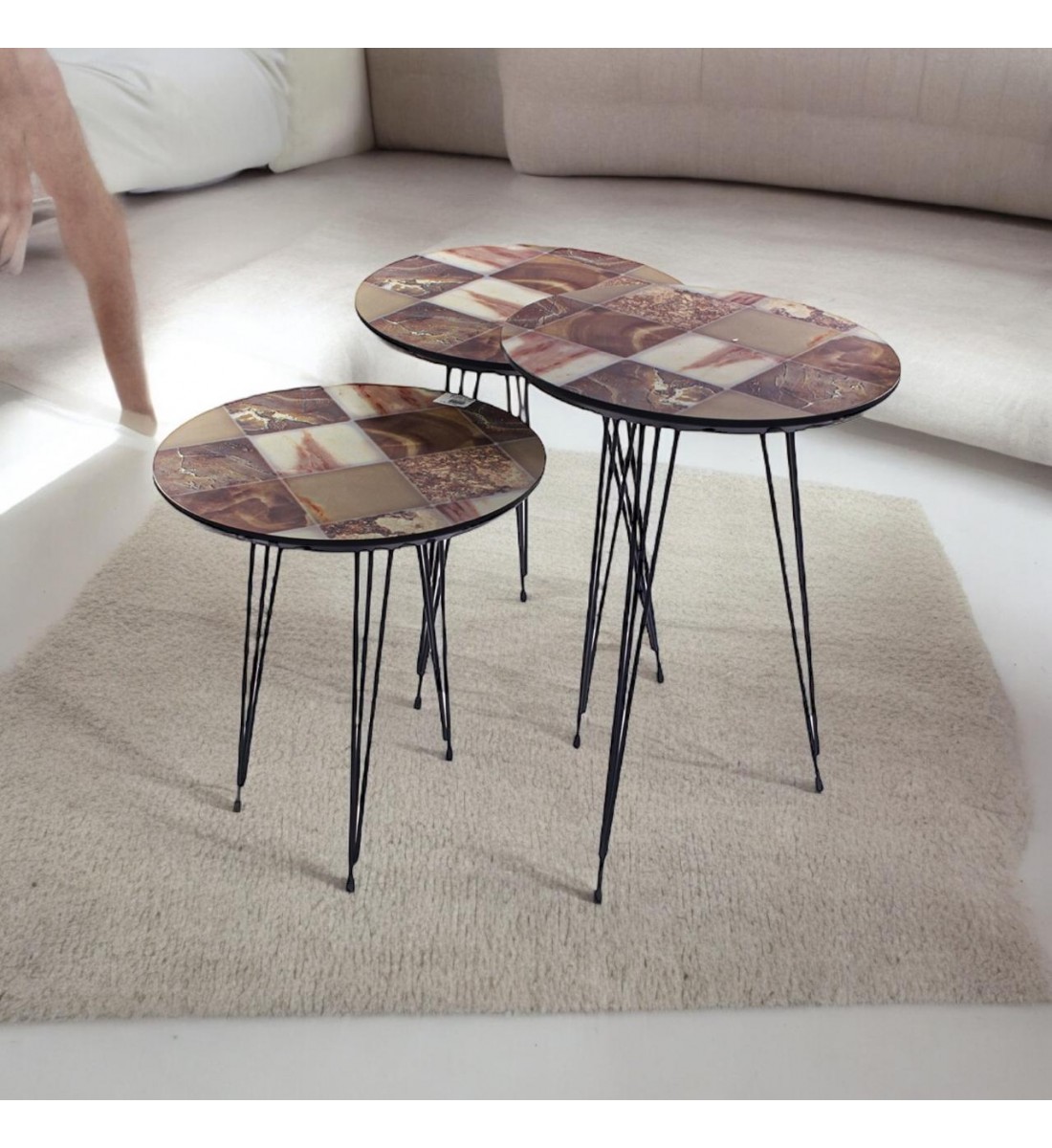 Gray 3-piece round table set