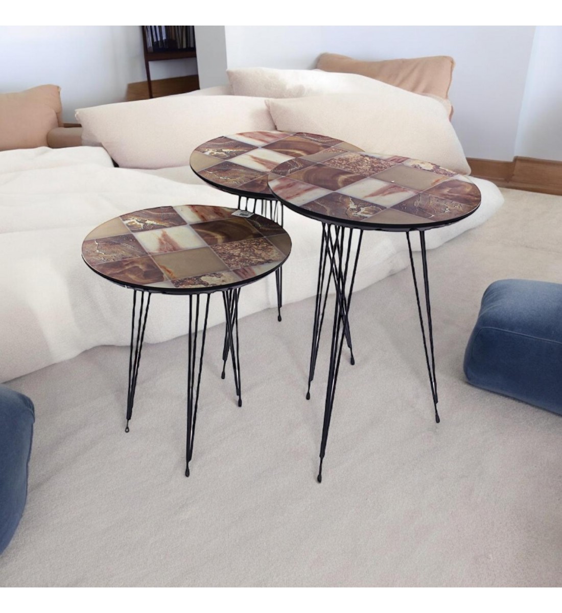 Gray 3-piece round table set
