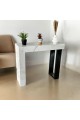 Classic entrance table, wood alternative, white with black side, 120 x 30 x 90 cm