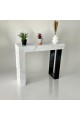 Classic entrance table, wood alternative, white with black side, 120 x 30 x 90 cm