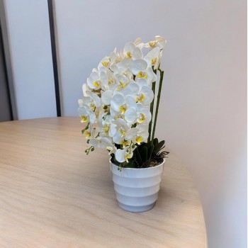 نبات اصطناعي في مزهرية سيراميك باللون الأبيض71سم 