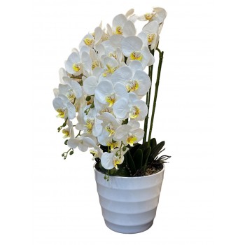 نبات اصطناعي في مزهرية سيراميك باللون الأبيض71سم 