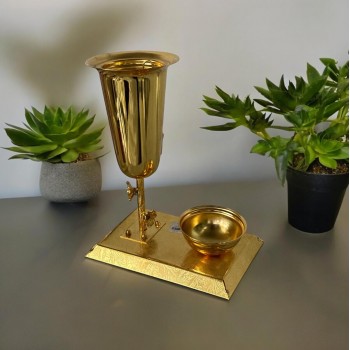 مبخره ذهبي استاينلس استيل مع علبه بخور 25×13×21سم 