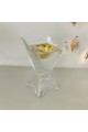 Transparent glass incense burner with gold, 18 x 10 x 10 cm
