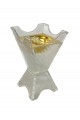 Transparent glass incense burner with gold, 18 x 10 x 10 cm