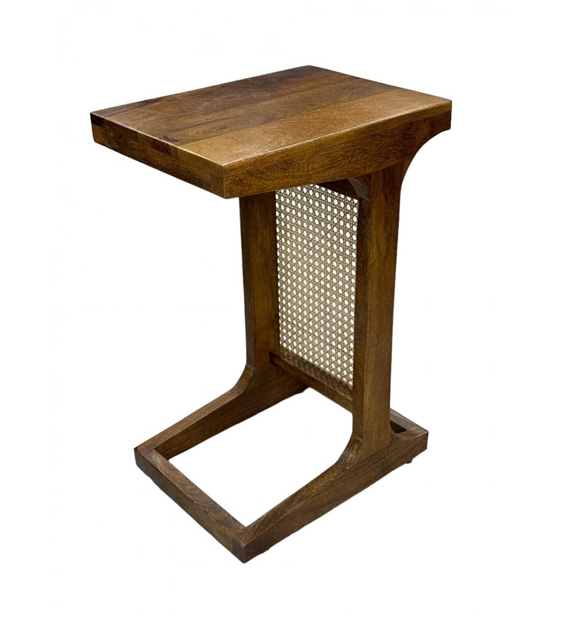 Indian table, natural wood with dark brown rattan, 30 x 40 x 60 cm
