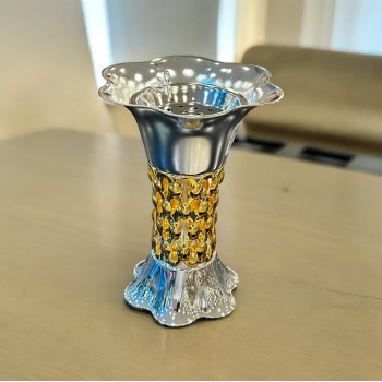 مبخره استيل فضي حزام ذهبي 18×14×14سم