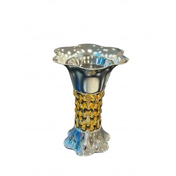 مبخره استيل فضي حزام ذهبي 18×14×14سم