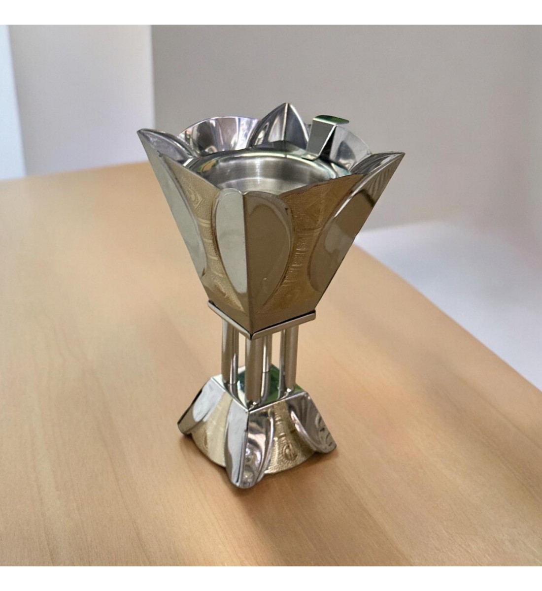 Tihama incense burner, silver, golden steel belt, small, 18 x 11 x 11 cm