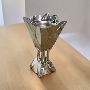 مبخرة تهامة  فضي حزام ذهبي  استيل صغير 18×11×11سم 