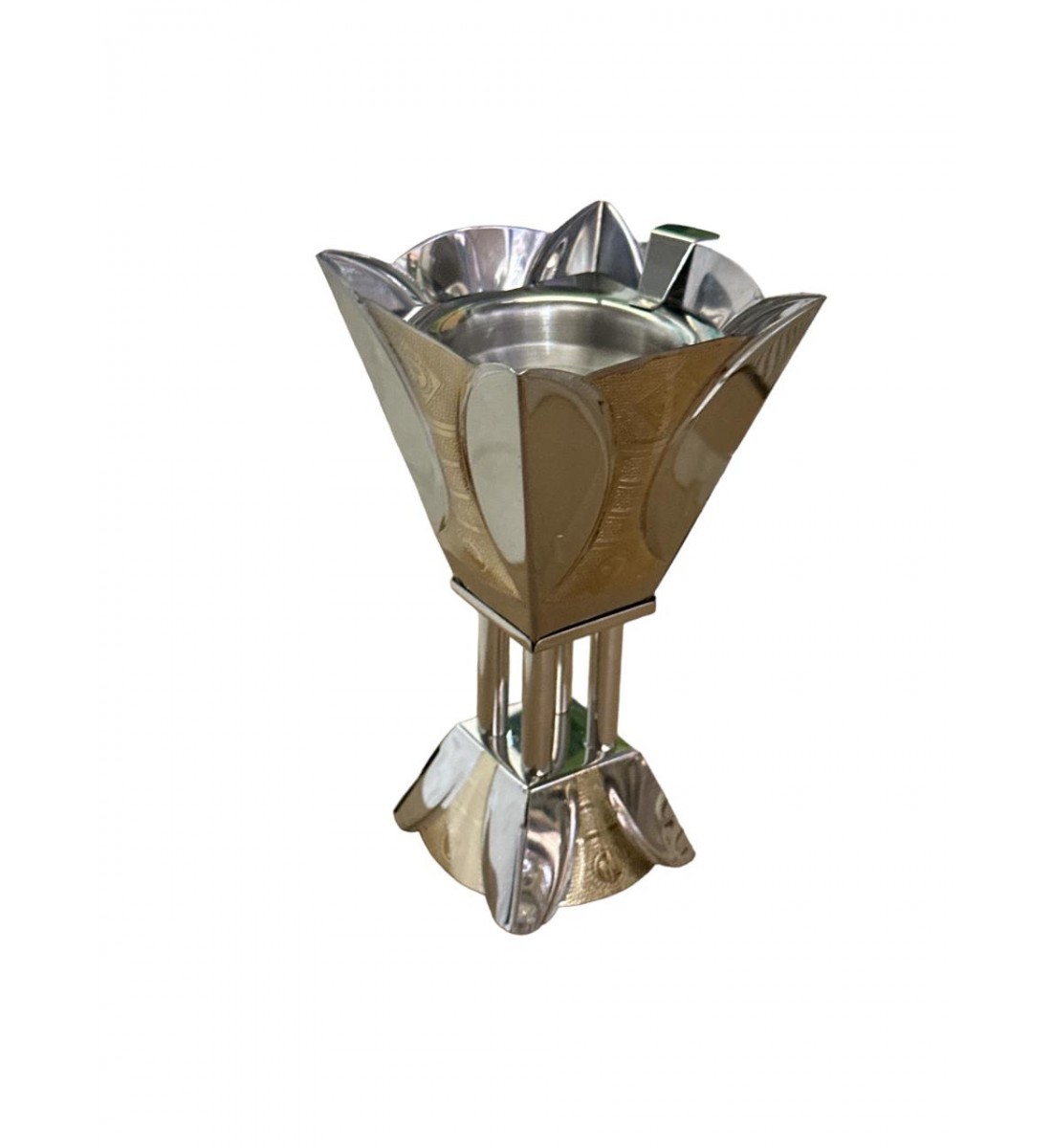 Tihama incense burner, silver, golden steel belt, small, 18 x 11 x 11 cm