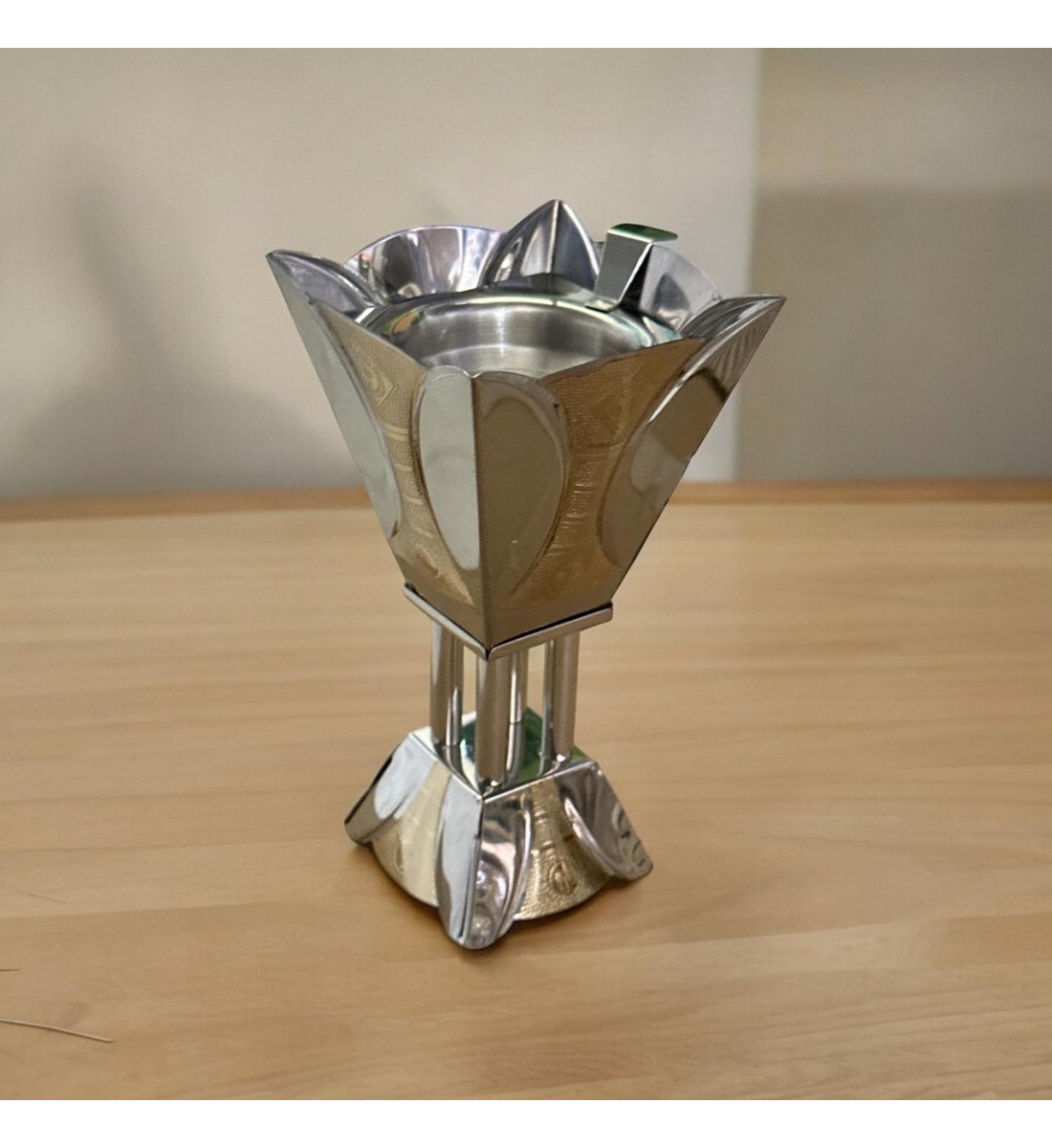 Tihama incense burner, silver, golden steel belt, small, 18 x 11 x 11 cm