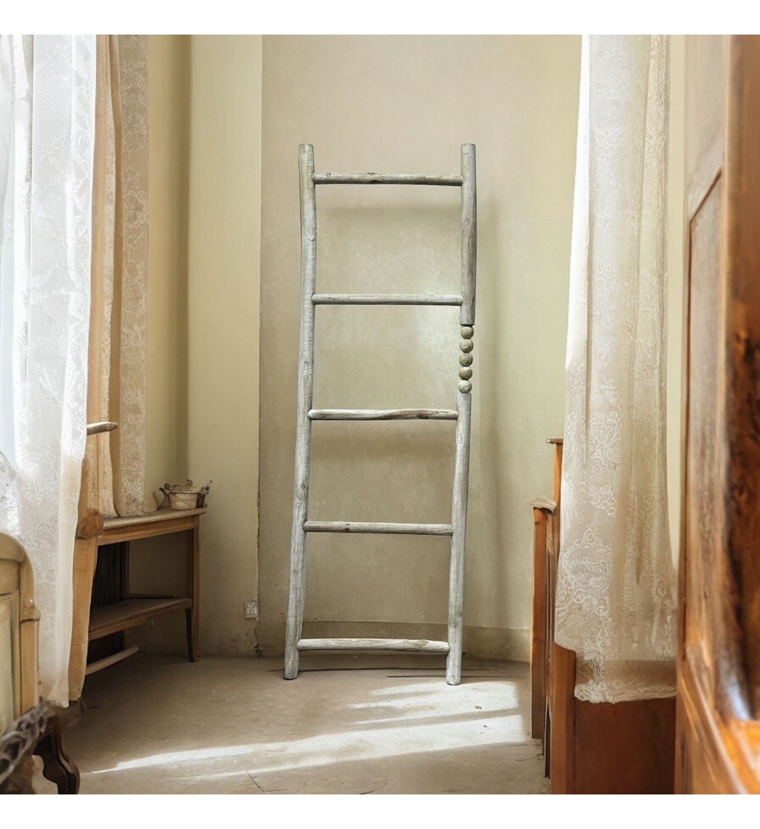 Rustic decorative wooden ladder, height 145 cm