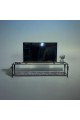 Black iron plasma table with glass top, 160 x 45 x 40 cm